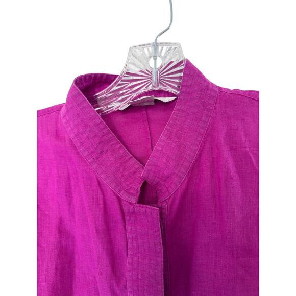 Nygard Collection Button Up Blouse Linen Lagenlook Mandarin Collar Size 16 - Picture 5 of 15